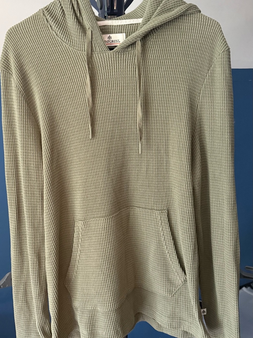 RAINFOREST Women’s Hooded Waffle Knit Pullover in Sage